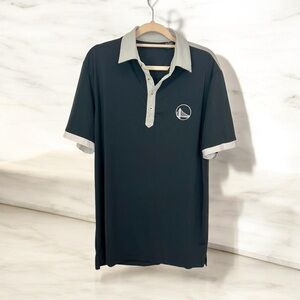 NBA Warriors Black VIP Polo Shirt with Gray Accents